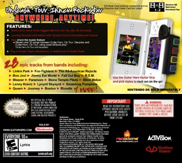 Guitar Hero - On Tour - Decades (USA) (En,Fr) (Demo) (Kiosk) box cover back